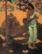 Paul Gauguin Woman Holding Flowers USA oil painting artist